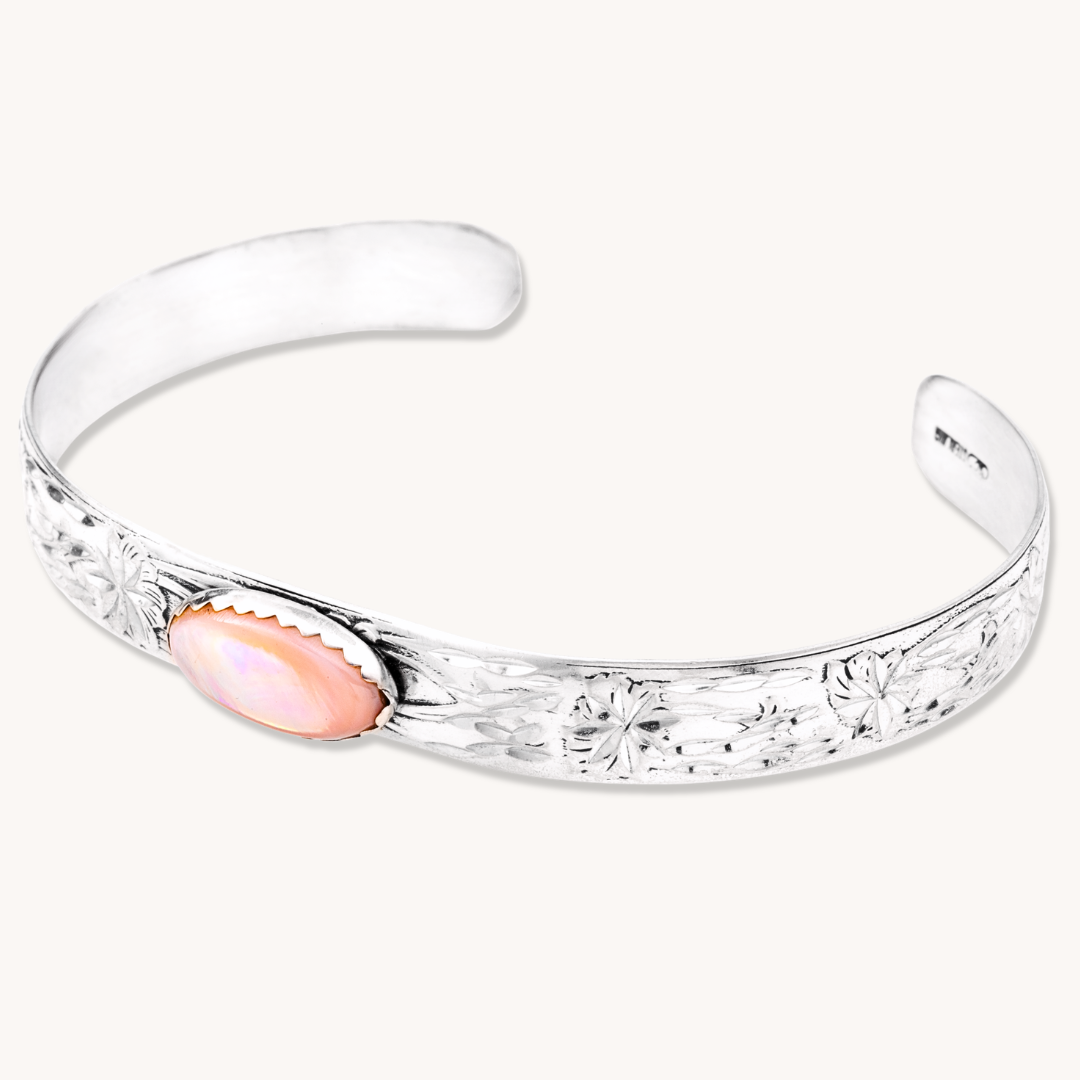 Hand-stamped Shell Cuff Bracelet