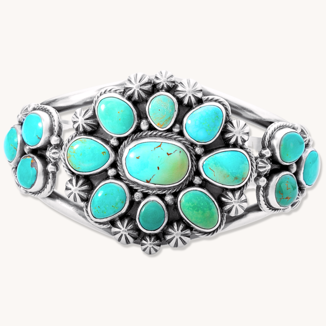 Turquoise Cluster Cuff Bracelet