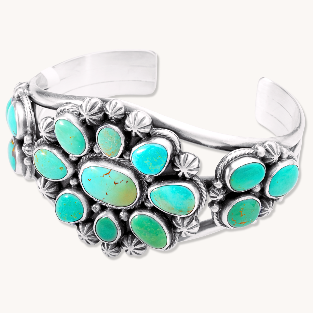 Turquoise Cluster Cuff Bracelet