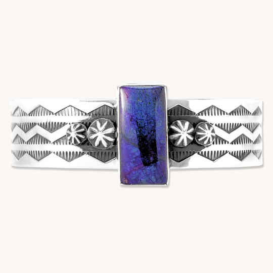 Hand-Stamped Sugilite Cuff Bracelet