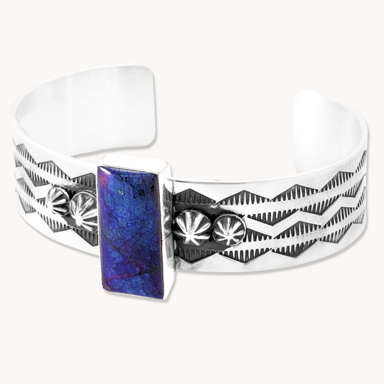 Hand-Stamped Sugilite Cuff Bracelet