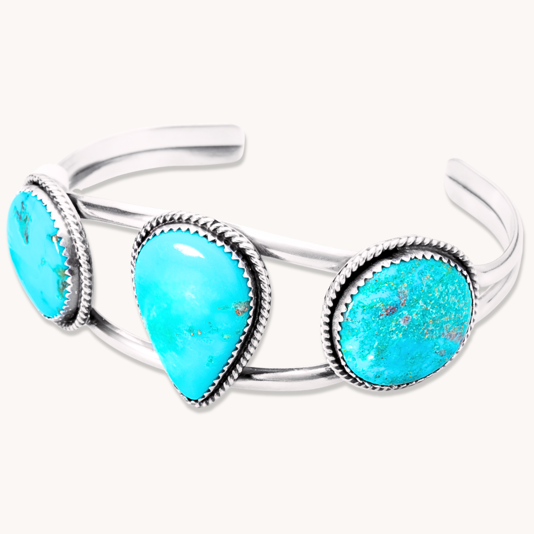 3-Stone Turquoise Shank Bracelet