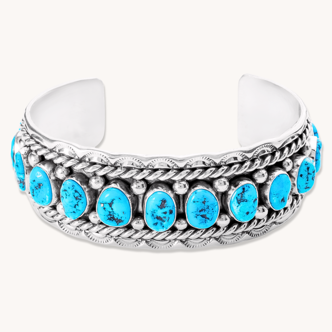 Kingman Turquoise Row Cuff Bracelet
