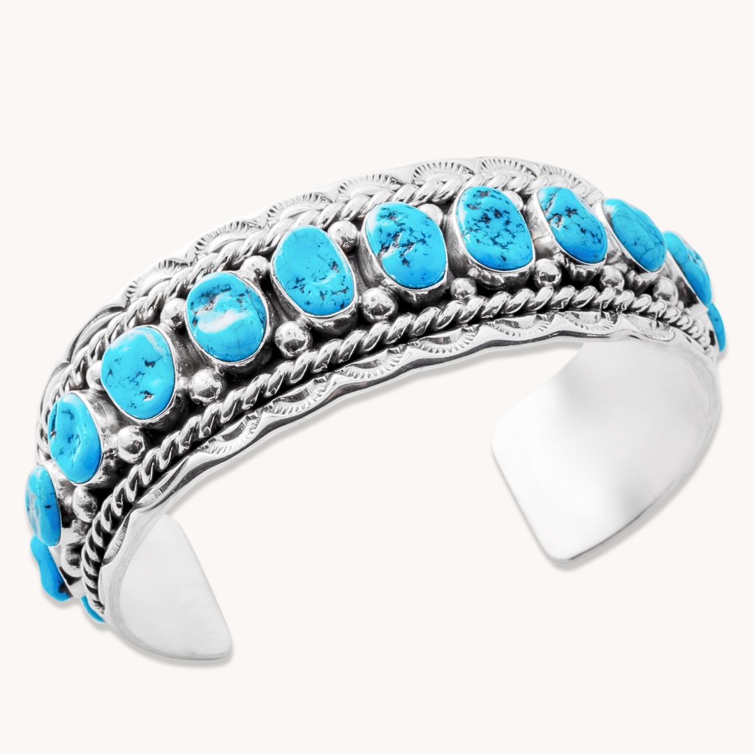 Kingman Turquoise Row Cuff Bracelet