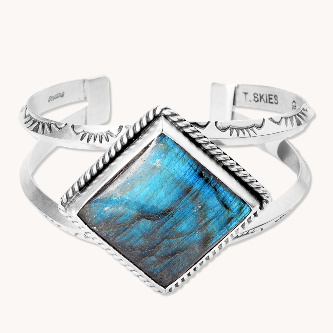 2-Shank Labradorite Cuff Bracelet