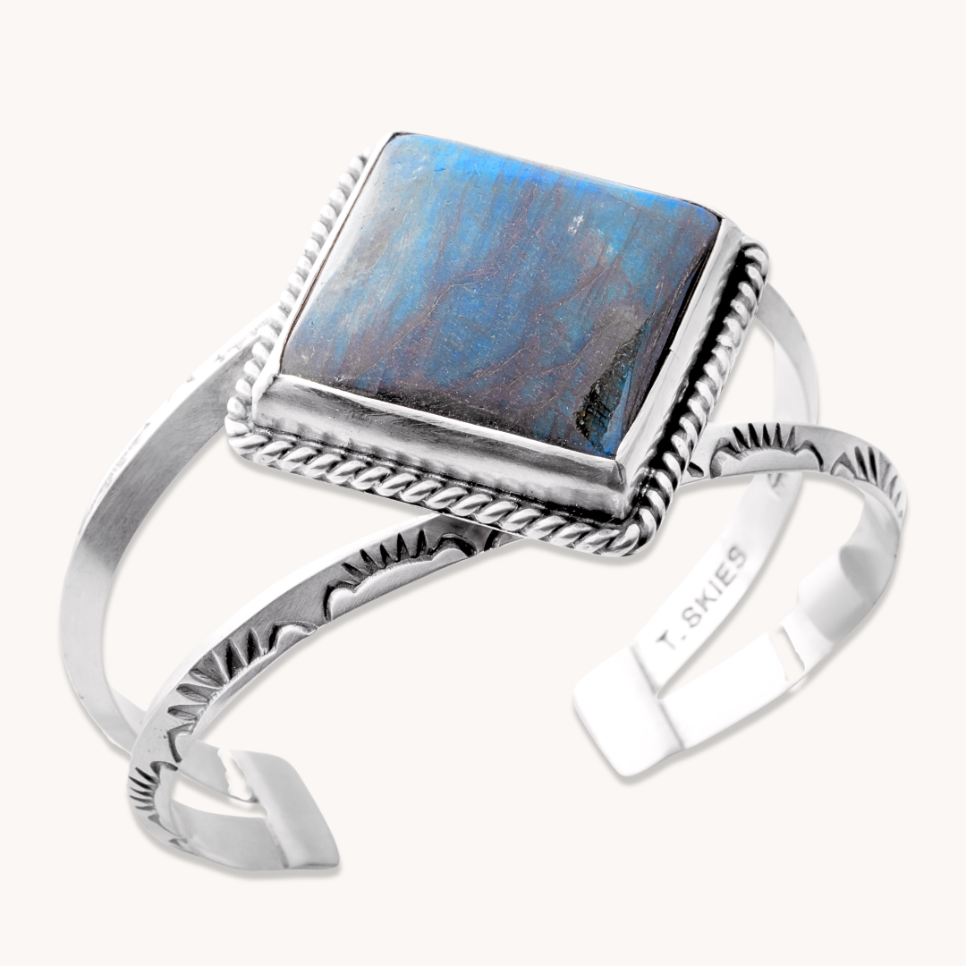 2-Shank Labradorite Cuff Bracelet