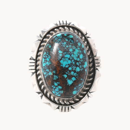 Turquoise File-Work Ring