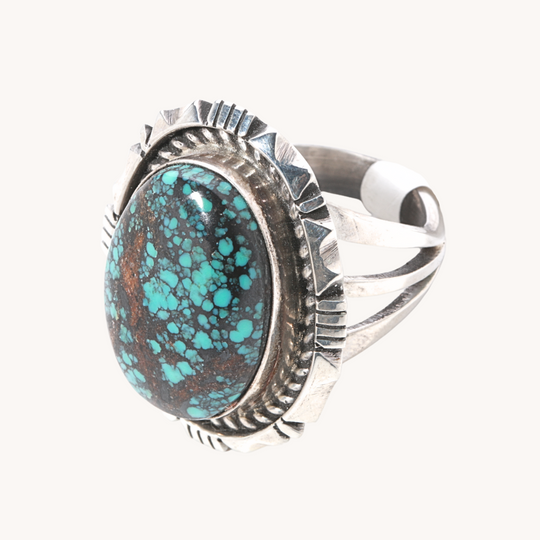 Turquoise File-Work Ring