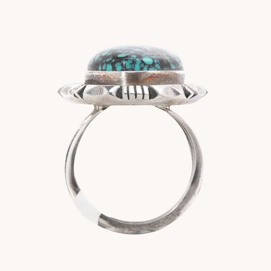 Turquoise File-Work Ring