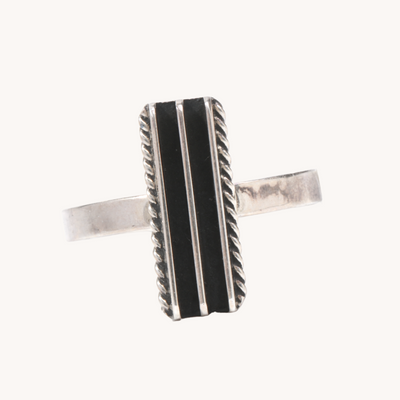 Modern Silver Rectangle Ring