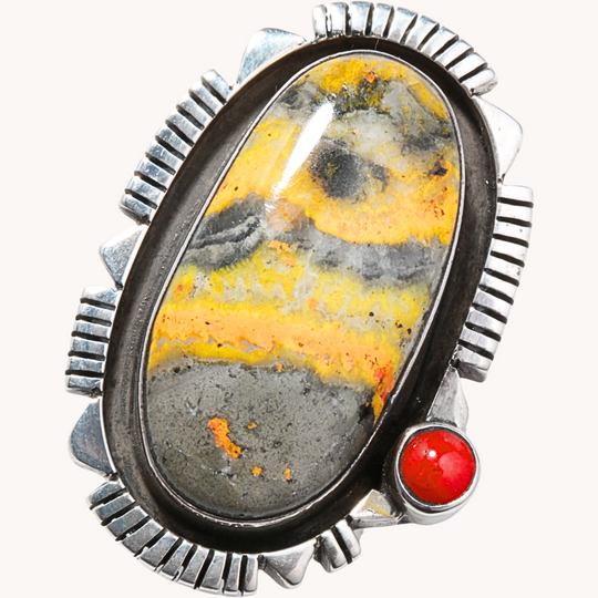 Bumblebee Jasper and Coral Statement Ring