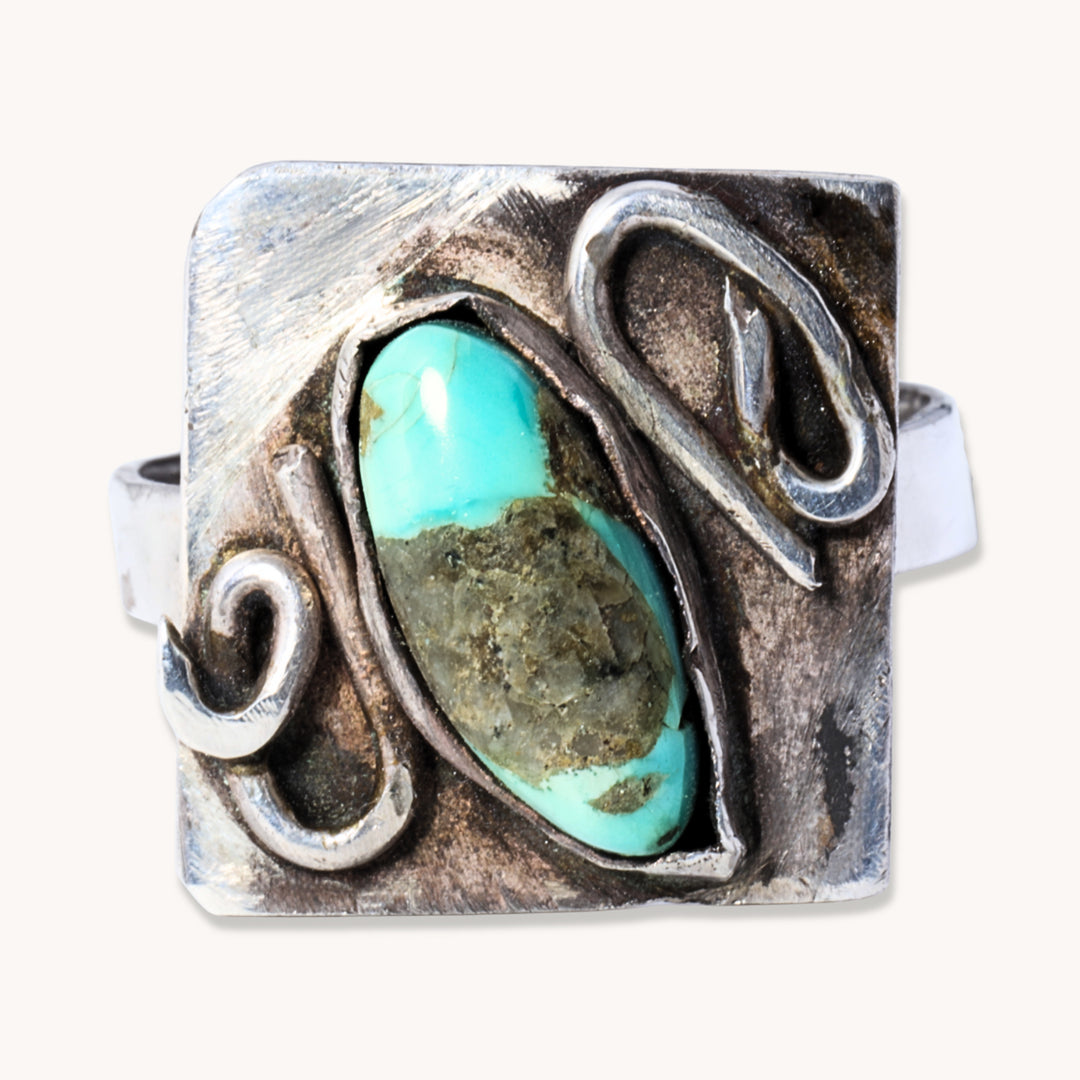 Vintage Squared Turquoise Ring