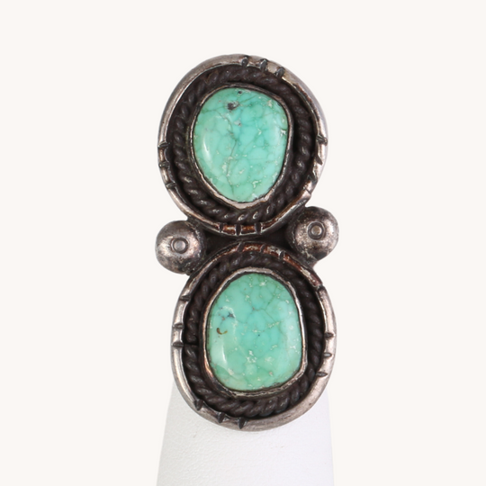 Vintage 2-Stone Statement Turquoise Ring