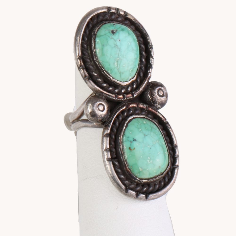 Vintage 2-Stone Statement Turquoise Ring
