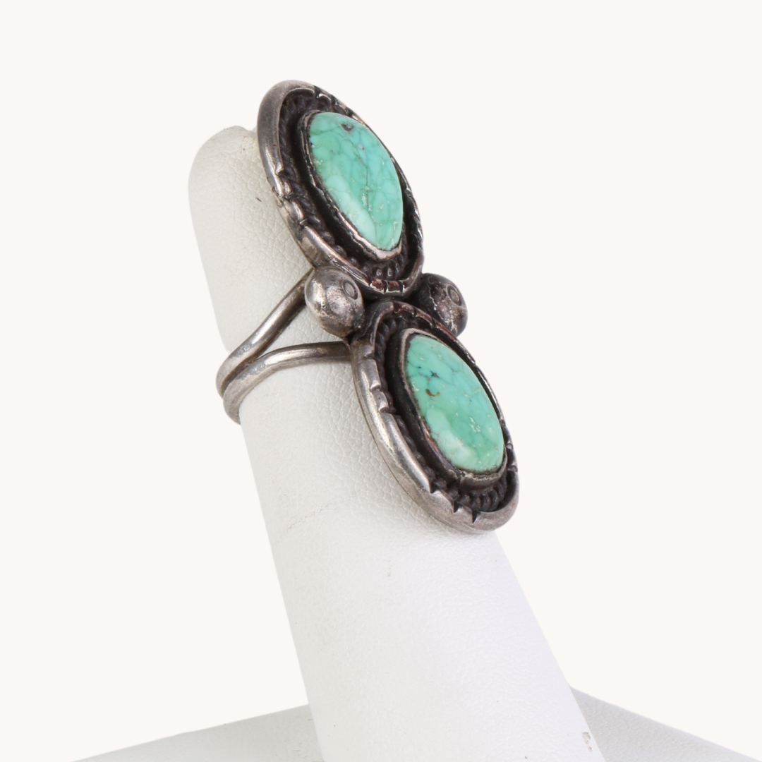 Vintage 2-Stone Statement Turquoise Ring