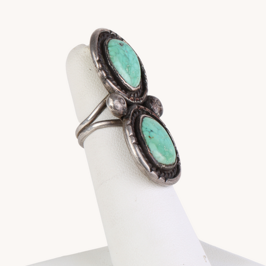 Vintage 2-Stone Statement Turquoise Ring