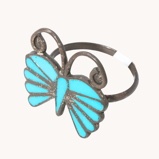 Vintage Turquoise Butterfly Inlay Ring