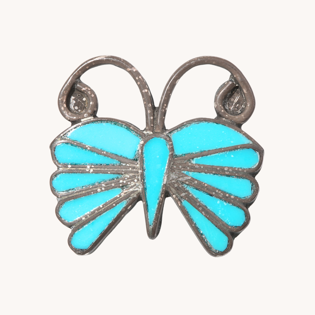 Vintage Turquoise Butterfly Inlay Ring