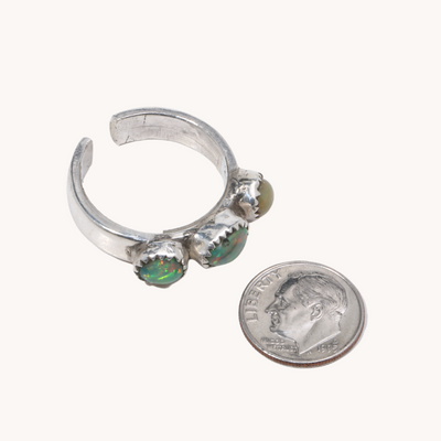 Adjustable 3-Stone Opal Ring
