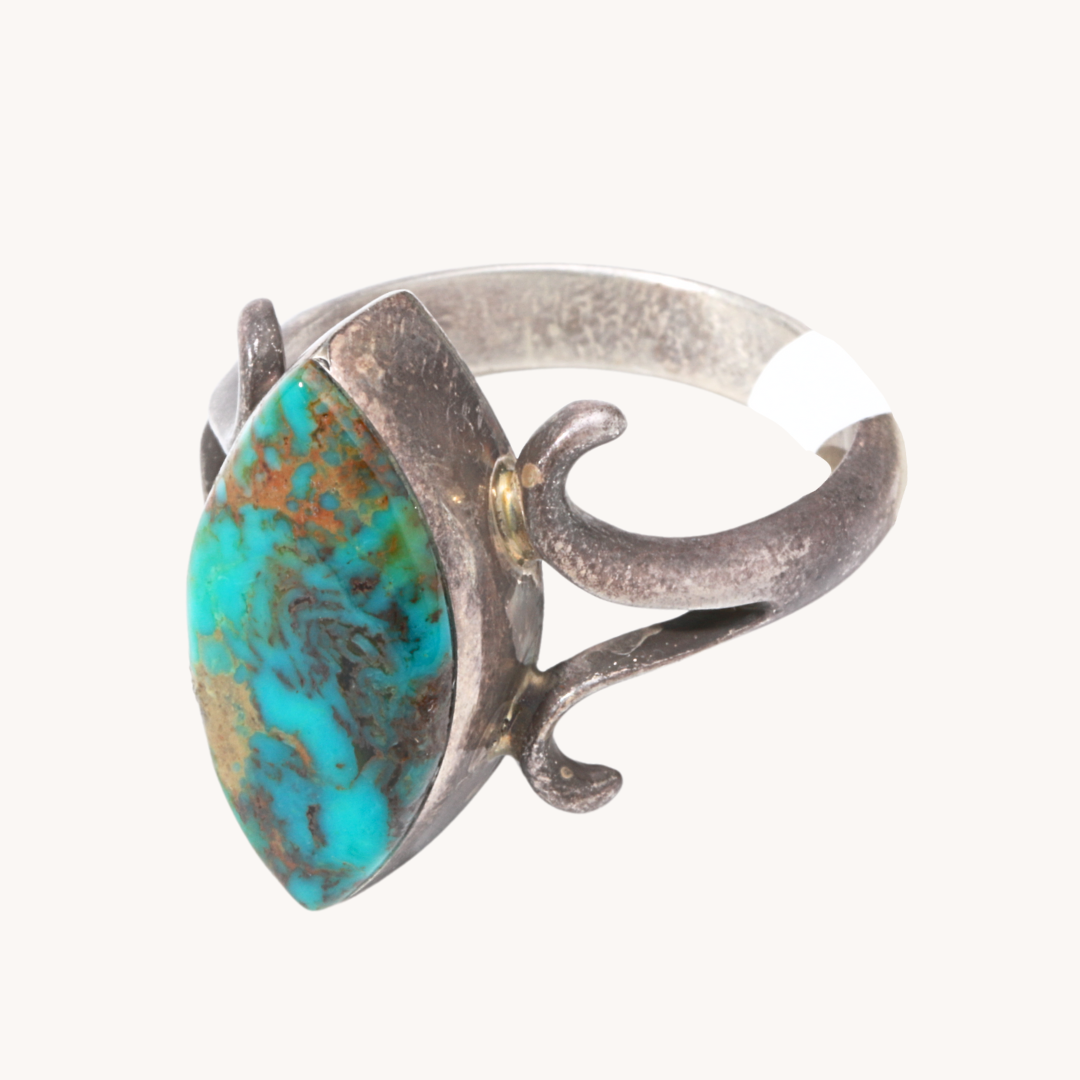 Curled Shank Turquoise Rings