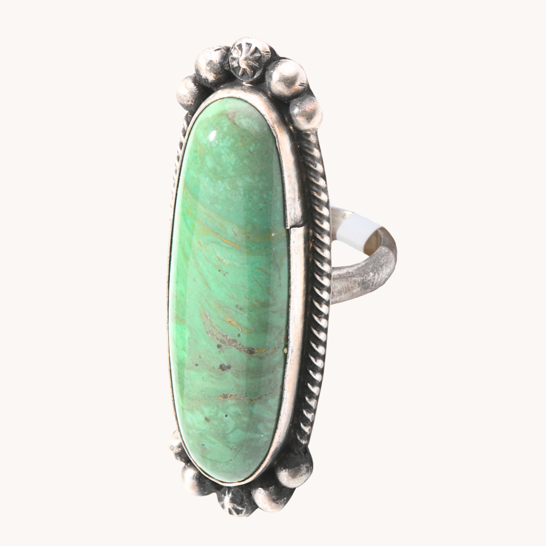 Oblong Green Turquoise Ring