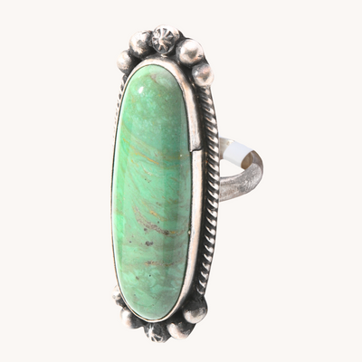 Oblong Green Turquoise Ring