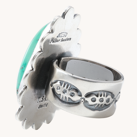 Men's Turquoise Ring with Wire Border