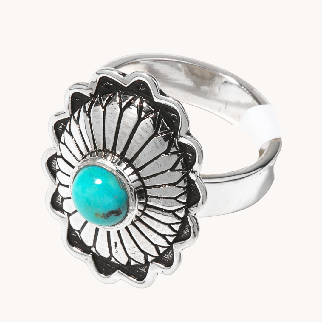 Turquoise Concho Adjustable Ring