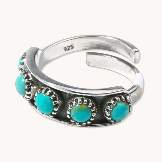 Turquoise Row Adjustable Ring