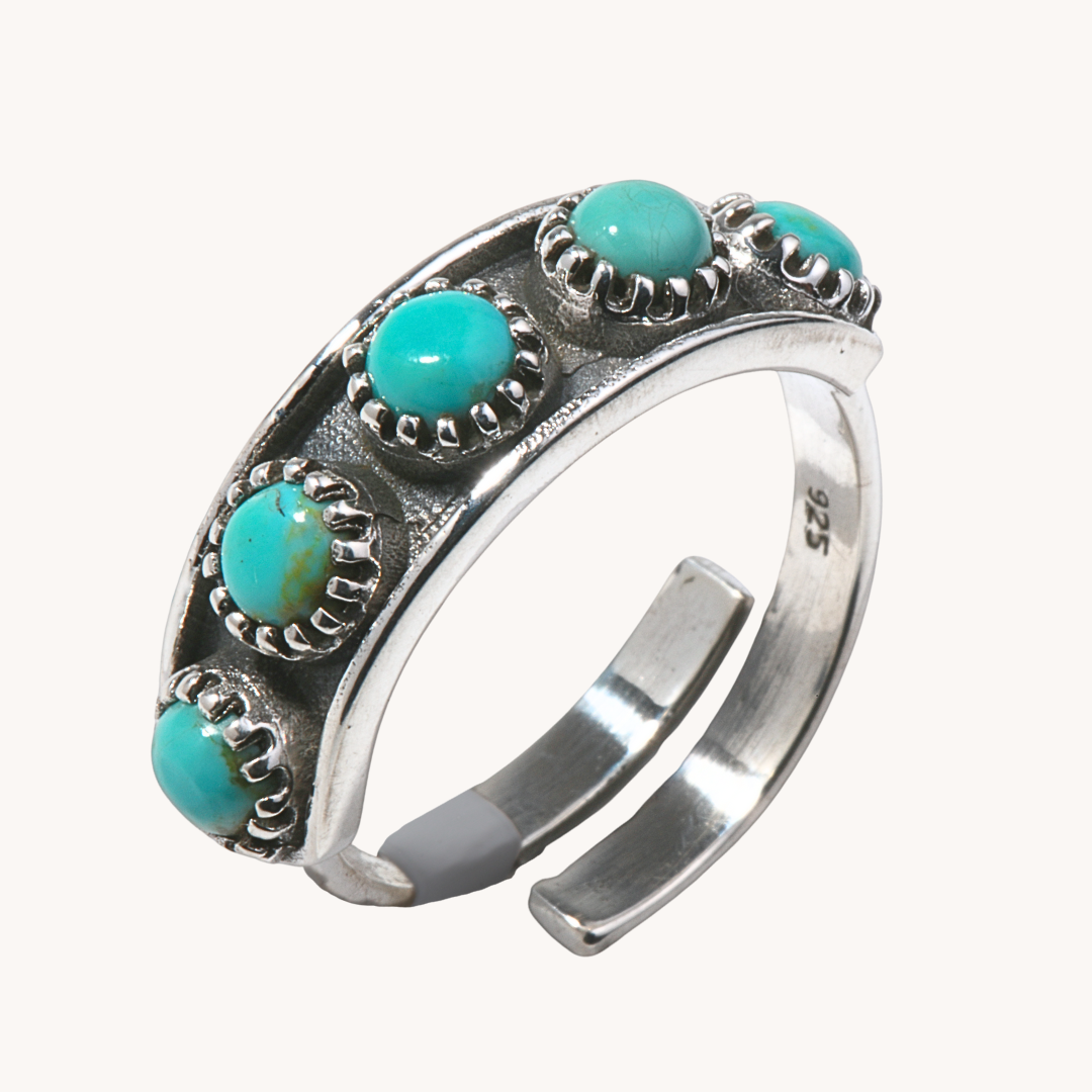 Turquoise Row Adjustable Ring