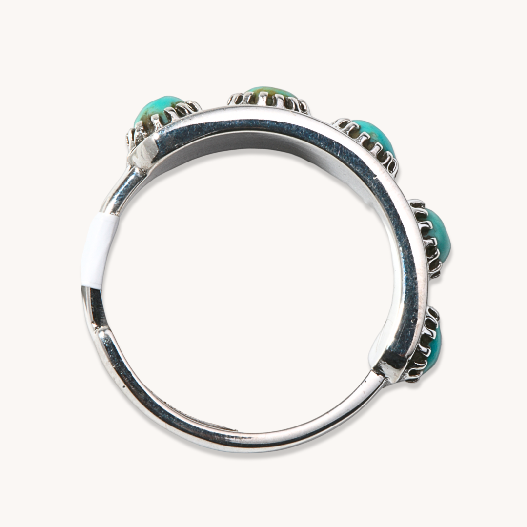 Turquoise Row Adjustable Ring