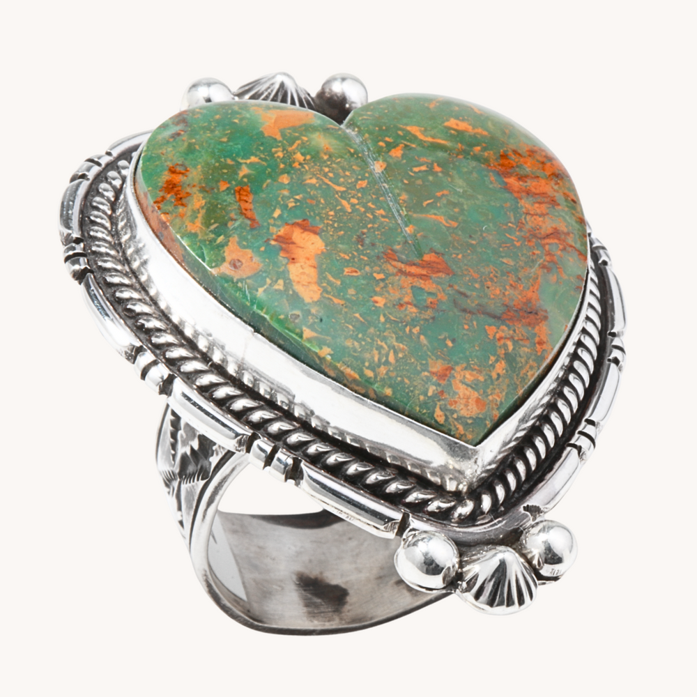 Turquoise Heart Adjustable Ring