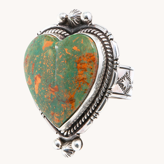 Turquoise Heart Adjustable Ring