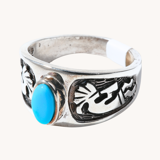 Turquoise Ring with Kokopelli Overlay