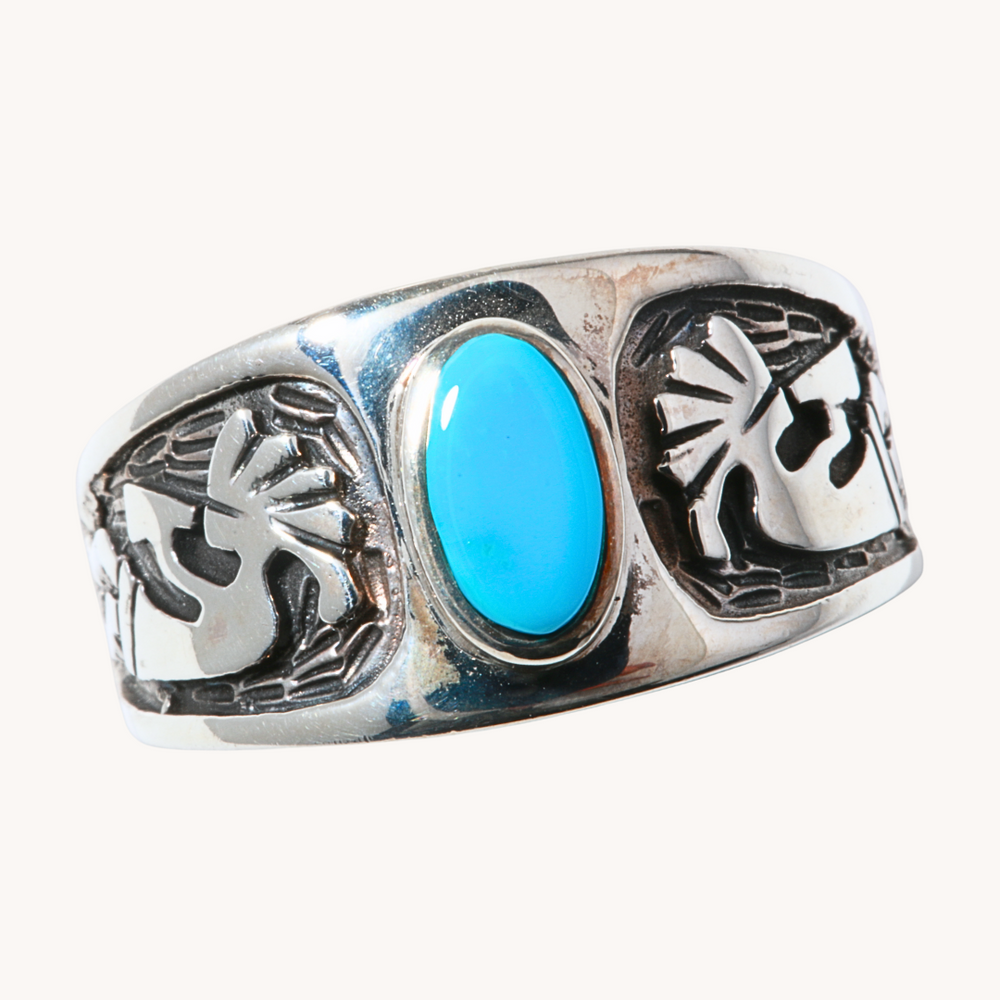 Turquoise Ring with Kokopelli Overlay