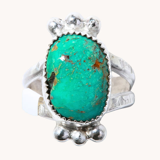 Turquoise Rings with Silver Bead Accents
