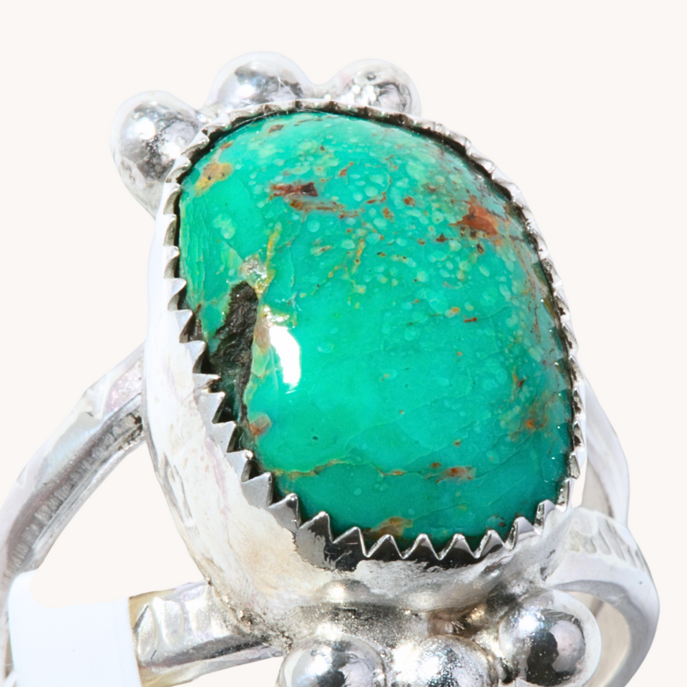 Turquoise Rings with Silver Bead Accents