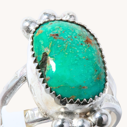 Turquoise Rings with Silver Bead Accents