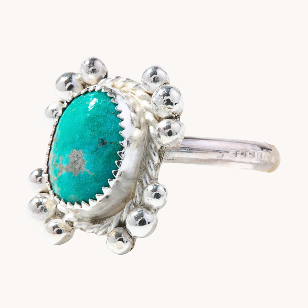 Turquoise Rings with Silver Bead Accents