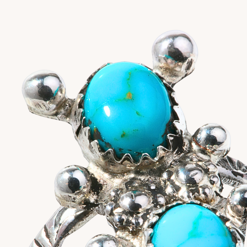 Two-Stone Turquoise Rings with Silver Bead Accents