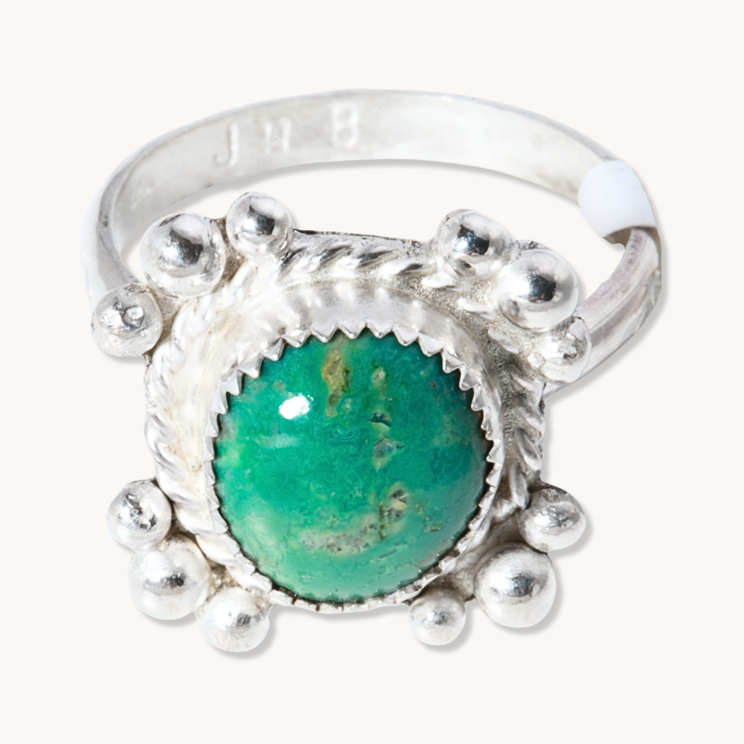 Turquoise Rings with Silver Bead Accents