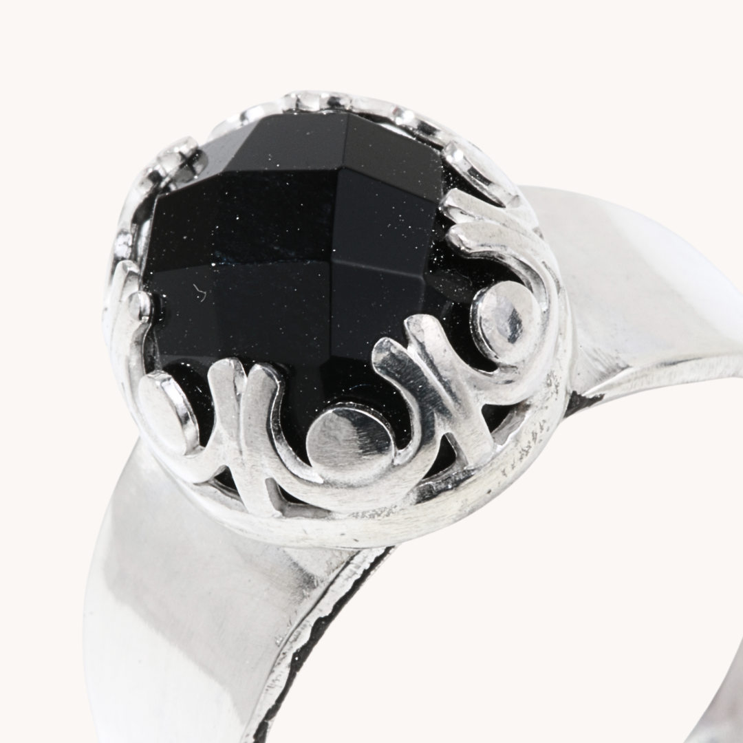 Faceted Onyx Signet Ring