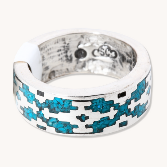 Rug Pattern Chip Inlay Ring