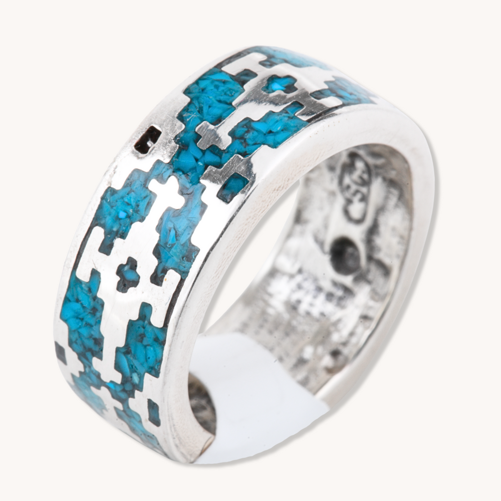 Rug Pattern Chip Inlay Ring