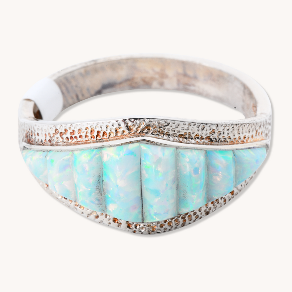 White Opal Inlay Rings