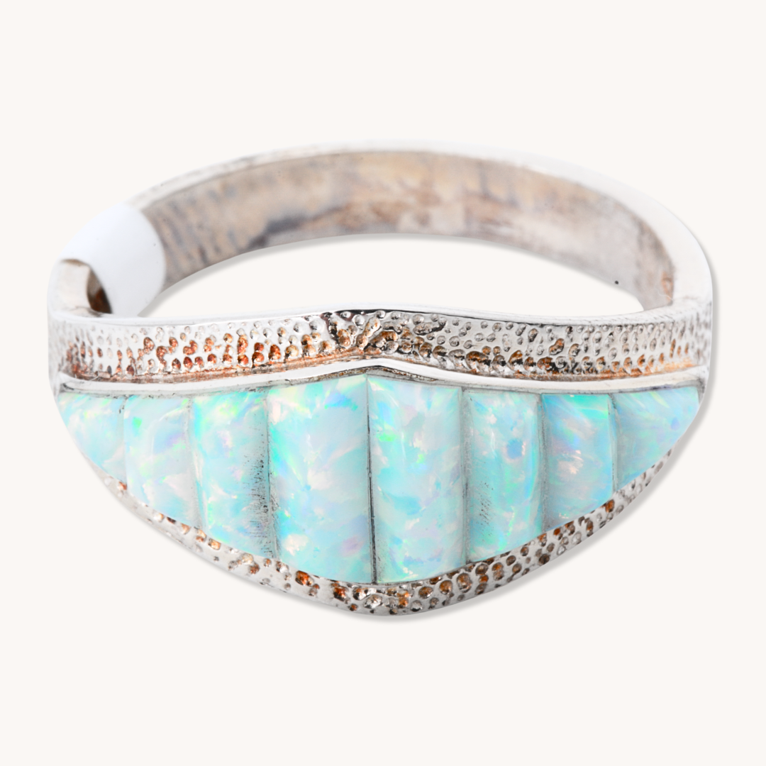 White Opal Inlay Rings
