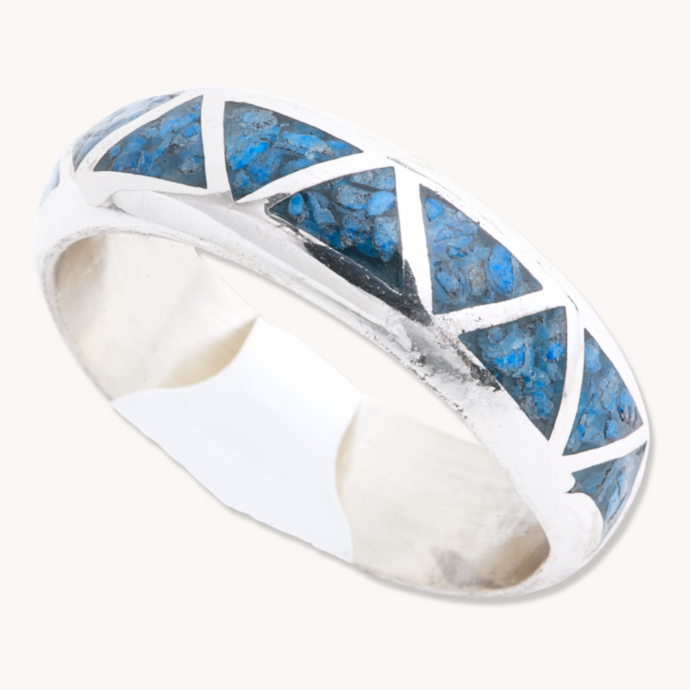 Denim Lapis Azteca-Style Ring