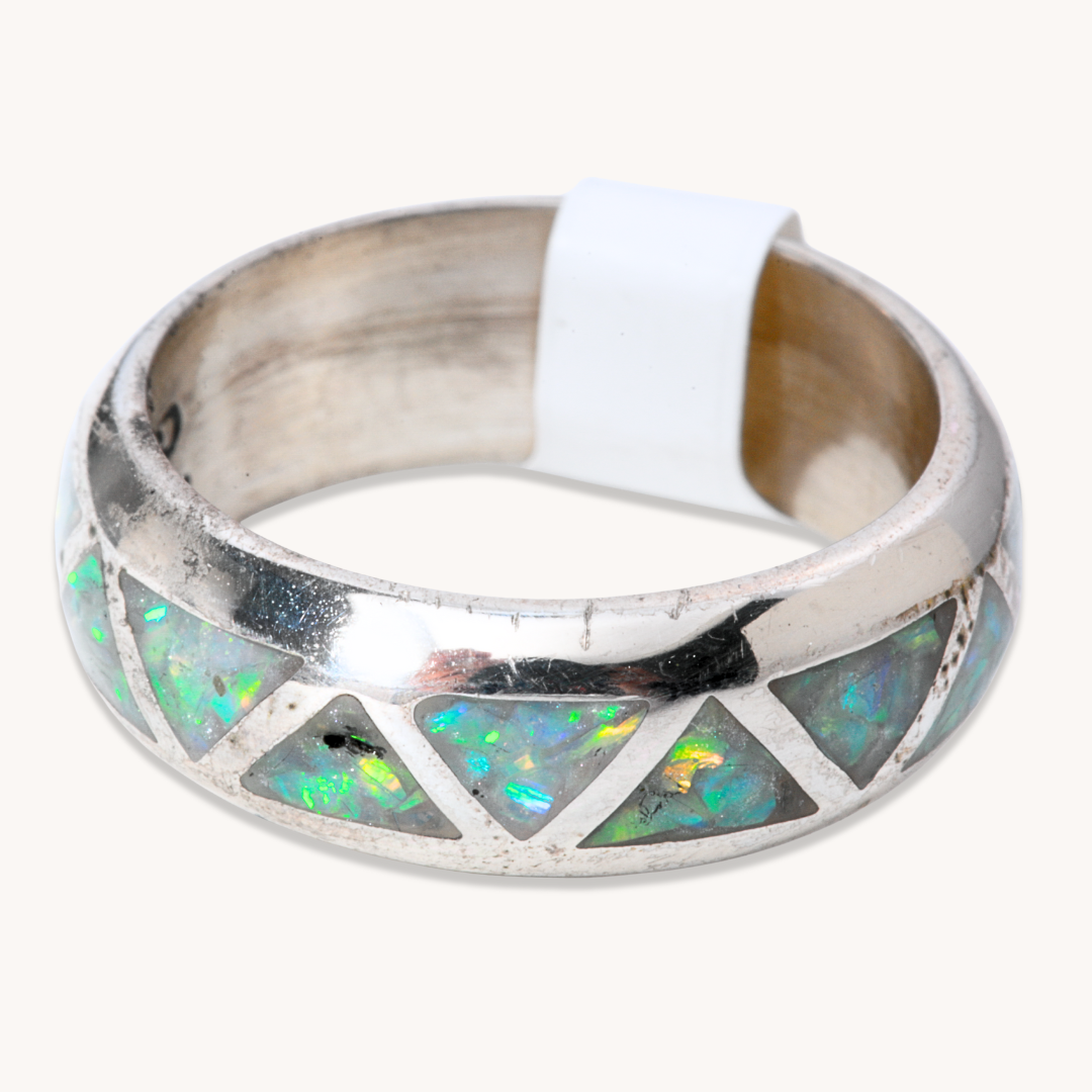 Opal Azteca-Style Triangle Inlay Ring