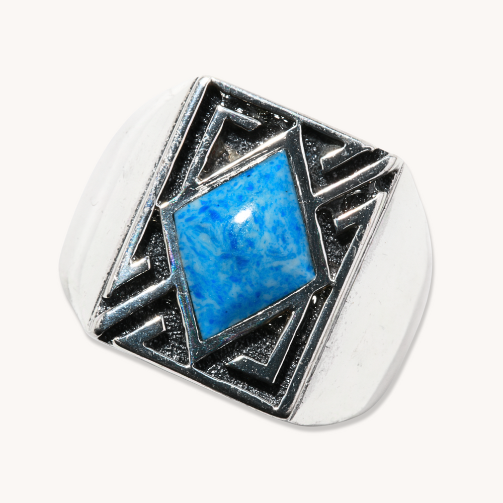 Men's Denim Lapis Geometric Ring