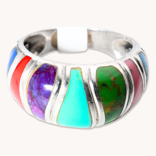 Vintage Multi-Stone Inlay Ring
